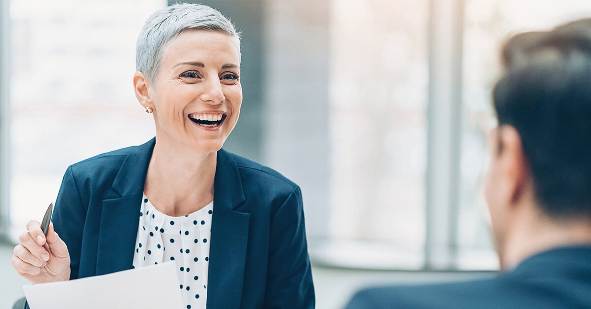 smiling woman in office